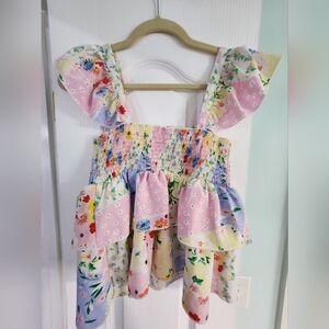 SHEIN Floral Patchwork Blouse - Pink, Blue, Yellow, NWOT!!